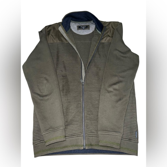 Ted Baker London Quilted Full Zip Jacket Men’s 3 Med Olive Green Sardin * flaws - Picture 2 of 10